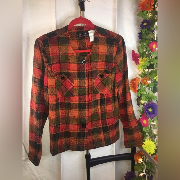 MHM Melissa Harper | Women’s Colorful Plaid Print Button Down Jacket - Picture 12 of 12